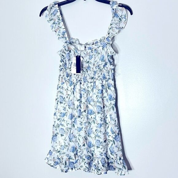 TRIXXI Juniors' Printed Smocked-Waist Floral Ruffled Mini Dress size XS - Picture 7 of 10